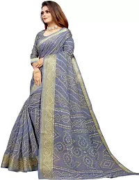 Stylish Grey Cotton Silk Saree With Blouse Piece For Women-thumb1