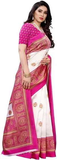 Women Stylish Art Silk Printed Saree with Blouse piece-thumb2