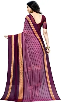 Women Stylish Cotton Silk Striped Saree with Blouse piece-thumb1