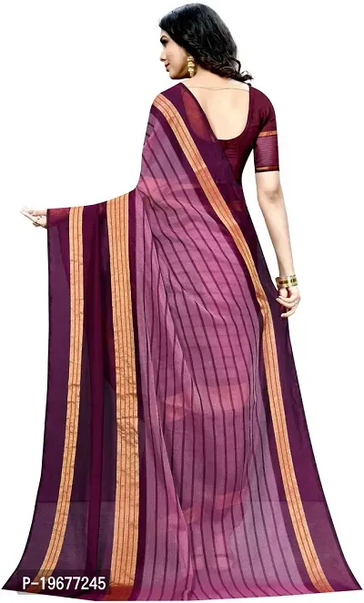 Women Stylish Cotton Silk Striped Saree with Blouse piece-thumb2