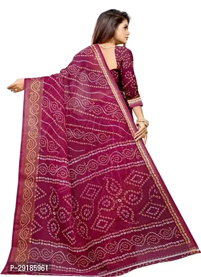 Stylish Wine Cotton Silk Saree With Blouse Piece For Women-thumb4