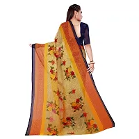 SAADHVI Women's Beige Georgette Floral Print Printed Saree With Unstithed Blouse(FL-Georgette47, Free Size) | Free Size-thumb2