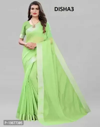 Women Stylish Cotton Blend Solid Saree with Blouse piece-thumb0
