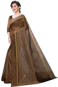 Women Stylish Cotton Silk Striped Saree with Blouse piece-thumb3