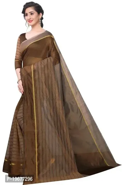 Women Stylish Cotton Silk Striped Saree with Blouse piece-thumb4