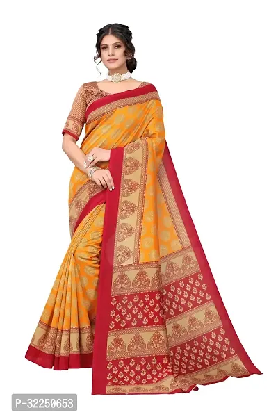 Stylish Mustard Cotton Silk Woven Design Saree with Blouse piece For Women-thumb0