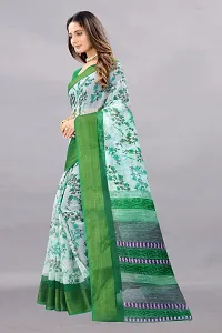 Stylish Green Cotton Silk Saree With Blouse Piece For Women-thumb3