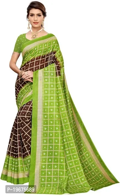 Women Stylish Art Silk Printed Saree with Blouse piece-thumb0