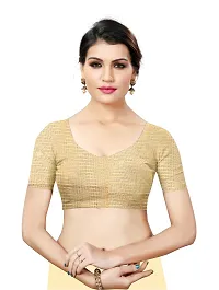 Stylish Cotton Silk Beige Saree With Blouse Piece For Women-thumb3