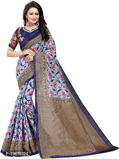 Women Stylish Art Silk Printed Saree with Blouse piece-thumb0