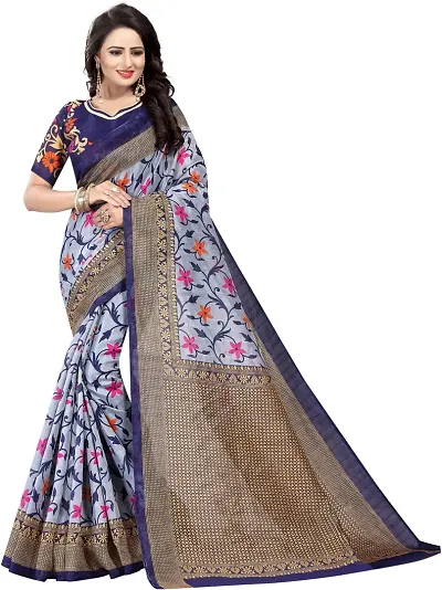 Attractive Art Silk Printed Sarees With Blouse Piece