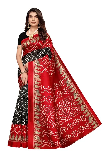 Women Art Silk Bandhani Saree with Blouse piece