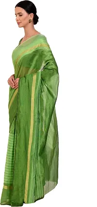 Women Stylish Cotton Silk Striped Saree with Blouse piece-thumb2