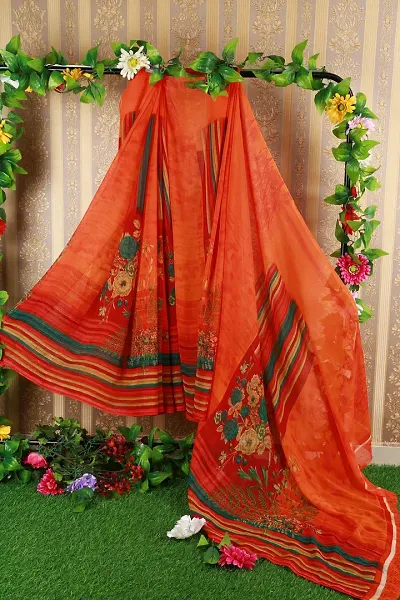 Daily Wear Georgette Printed Sarees with Blouse piece