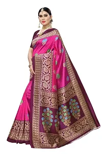 Stylish Art Silk Pink Printed Saree With Blouse Piece For Women-thumb1