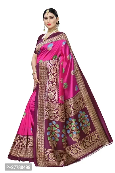 Stylish Art Silk Pink Printed Saree With Blouse Piece For Women-thumb2