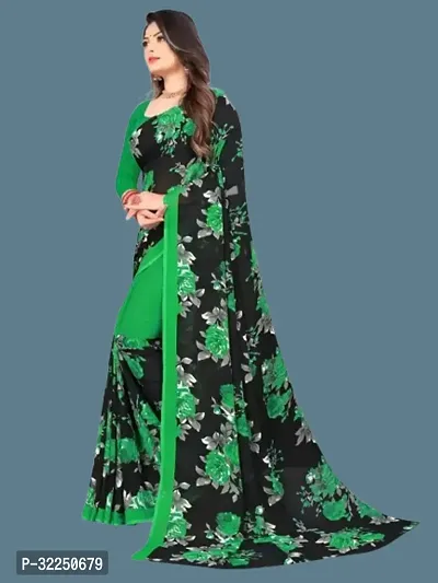 Stylish Green Cotton Silk Printed Saree with Blouse piece For Women-thumb2