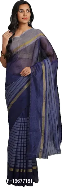 Women Stylish Art Silk Striped Saree with Blouse piece-thumb0