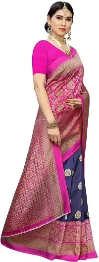 Women Stylish Art Silk Printed Saree with Blouse piece-thumb2