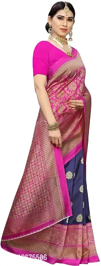 Women Stylish Art Silk Printed Saree with Blouse piece-thumb3