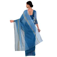 SAADHVI Women's Light Blue Cotton Silk Striped Work Saree(FL-IF-RustomFirozi-GO, Free Size) | Free Size-thumb2