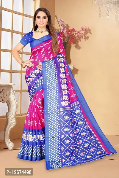 Women Stylish Art Silk Printed Saree with Blouse piece-thumb0