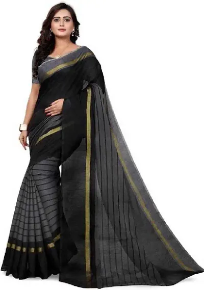 Women Stylish Silk Striped Saree with Blouse piece