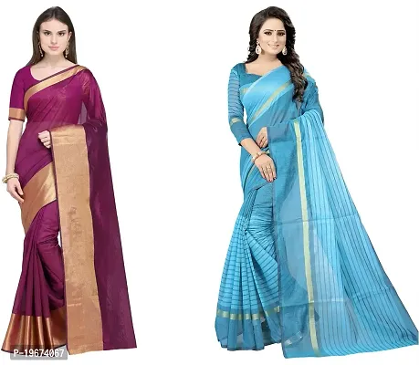 Women Stylish Cotton Silk Self Pattern Saree with Blouse piece