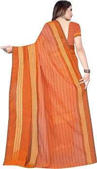 Women Stylish Cotton Silk Striped Saree with Blouse piece-thumb2