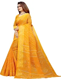 Stylish Yellow Cotton Silk Saree With Blouse Piece For Women-thumb1