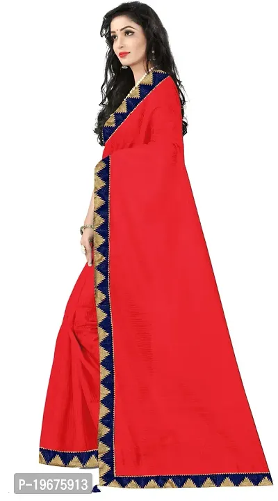 Women Stylish Art Silk Solid Saree with Blouse piece-thumb2