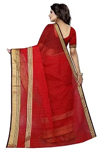 Stylish Cotton Silk Red Printed Saree With Blouse Piece For Women-thumb2