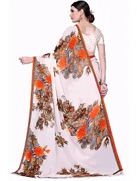 Stylish Georgette Orange Printed Saree With Blouse Piece For Women-thumb2