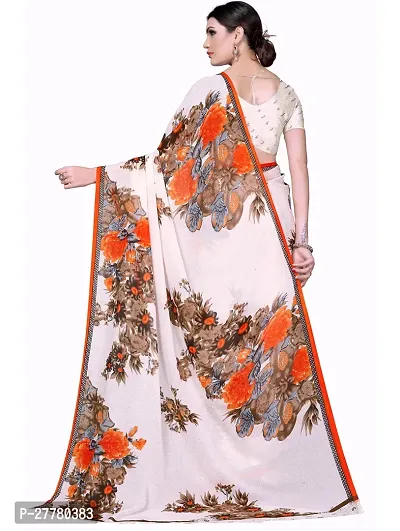 Stylish Georgette Orange Printed Saree With Blouse Piece For Women-thumb3