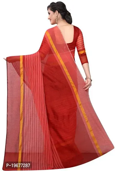 Women Stylish Cotton Silk Striped Saree with Blouse piece-thumb2