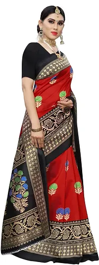 Women Stylish Art Silk Printed Saree with Blouse piece-thumb2