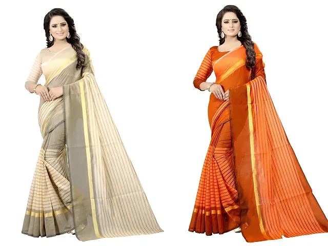 Trending Cotton Silk Saree with Blouse piece 