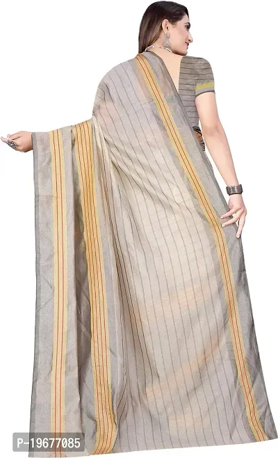 Women Stylish Cotton Silk Striped Saree with Blouse piece-thumb3