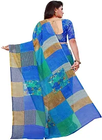 Women Stylish Georgette Checked Saree with Blouse piece-thumb2