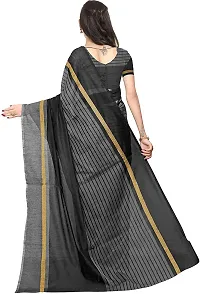 Women Stylish Net Striped Saree with Blouse piece-thumb1