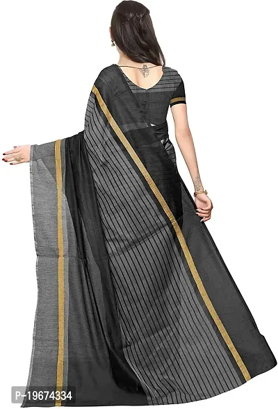 Women Stylish Net Striped Saree with Blouse piece-thumb2