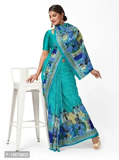 Women Stylish Georgette Printed Saree with Blouse piece