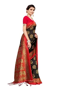 Stylish Art Silk Black Printed Saree With Blouse Piece For Women-thumb2