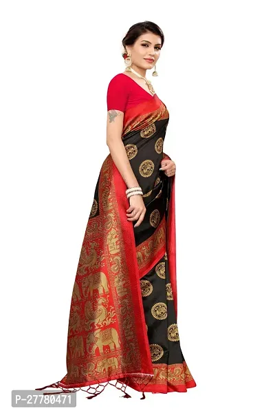 Stylish Art Silk Black Printed Saree With Blouse Piece For Women-thumb3