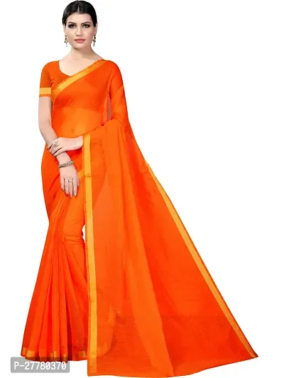 Stylish Art Silk Orange Saree With Blouse Piece For Women-thumb0