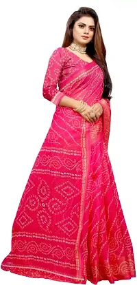 Stylish Pink Cotton Silk Saree With Blouse Piece For Women-thumb2