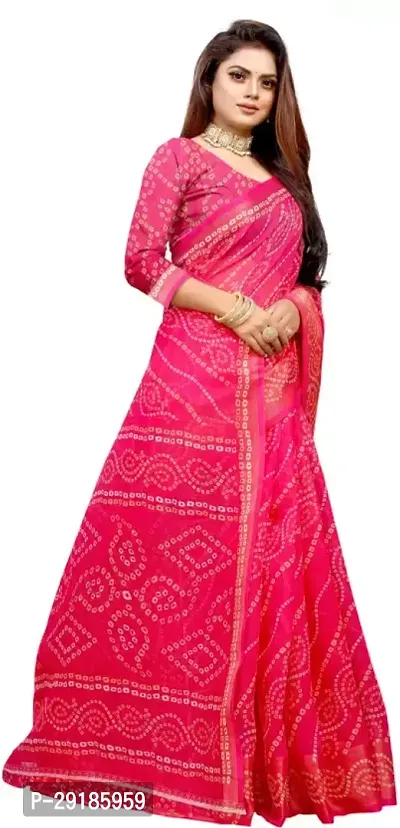 Stylish Pink Cotton Silk Saree With Blouse Piece For Women-thumb3