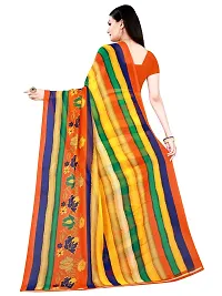 SAADHVI Women's Multi and Orange Georgette Striped Printed Saree With Unstitched Blouse(FL-Georgette78) | Free Size-thumb2