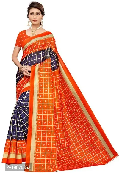 Women Stylish Art Silk Printed Saree with Blouse piece-thumb0