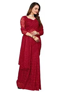 Stylish Maroon Cotton Silk Solid Saree with Blouse piece For Women-thumb2